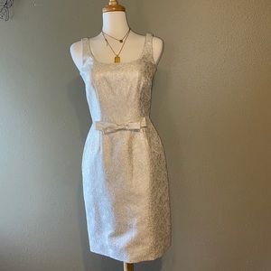 Beautiful sheath dress, silver/champagne color, size 6, GUC